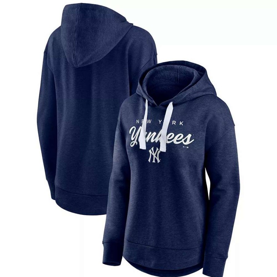 Tops * | Women'S Fanatics Branded Heathered Navy New York Yankees Set To Fly Pullover Hoodie