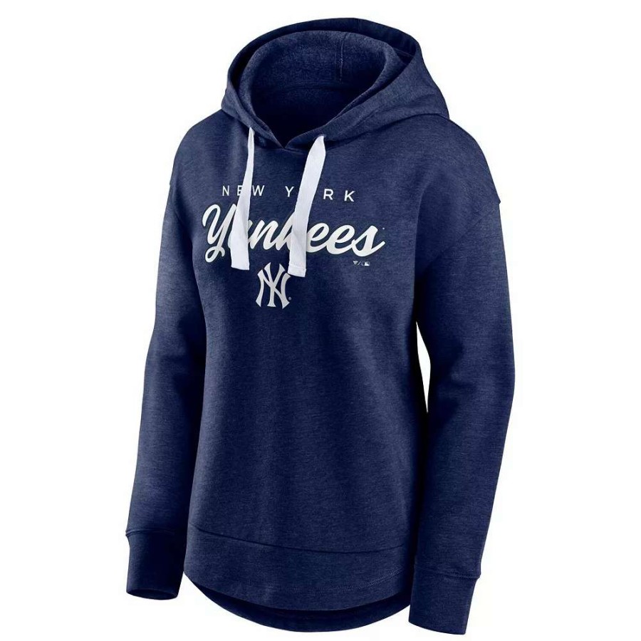 Tops * | Women'S Fanatics Branded Heathered Navy New York Yankees Set To Fly Pullover Hoodie