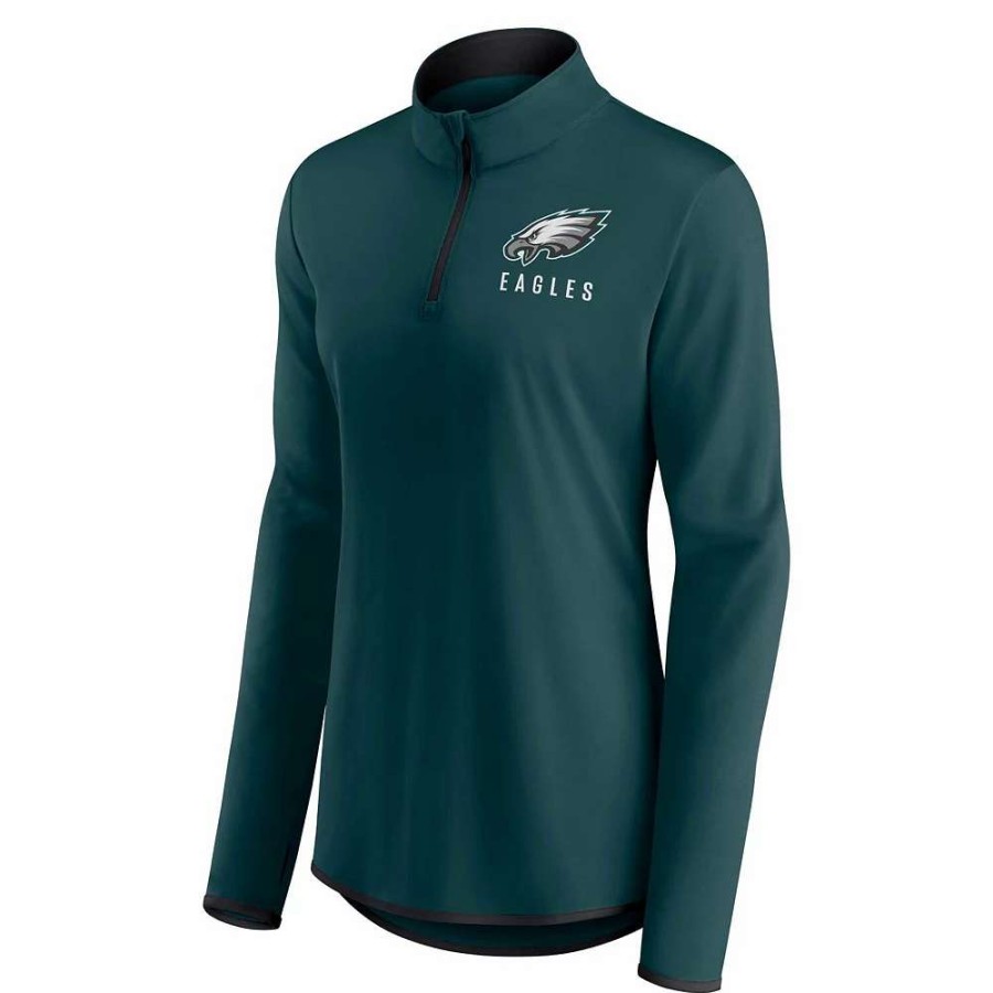 Tops * | Women'S Fanatics Branded Midnight Green Philadelphia Eagles Plus Size Worth The Drive Quarter-Zip Top