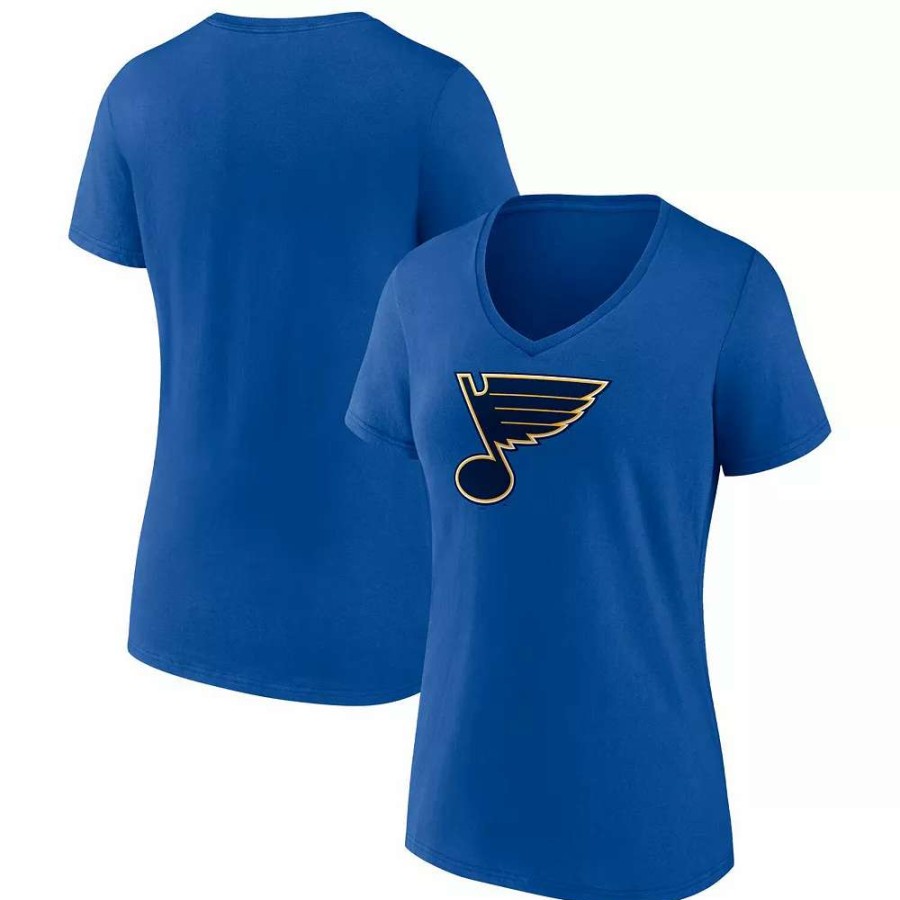 Tops * | Women'S Fanatics Branded Royal St. Louis Blues Primary Logo Team V-Neck T-Shirt