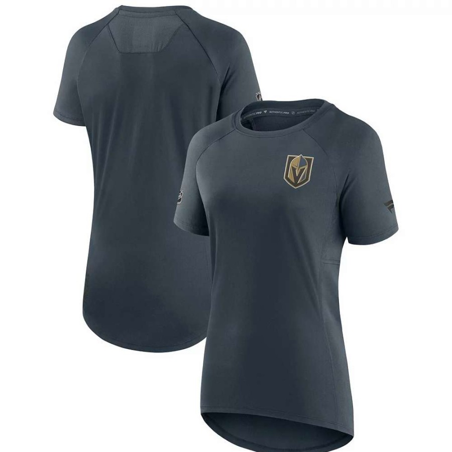 Tops * | Women'S Fanatics Branded Gray Vegas Golden Knights Authentic Pro Rink Raglan Tech T-Shirt