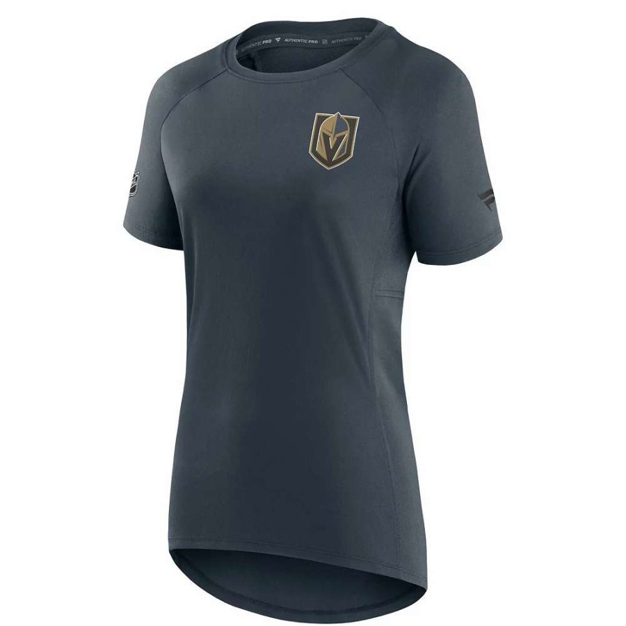 Tops * | Women'S Fanatics Branded Gray Vegas Golden Knights Authentic Pro Rink Raglan Tech T-Shirt