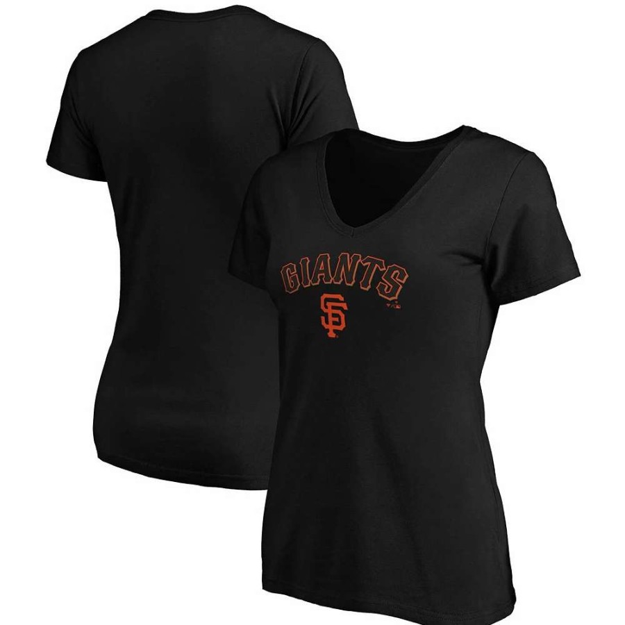 Tops * | Women'S Fanatics Branded Black San Francisco Giants Team Logo Lockup V-Neck T-Shirt