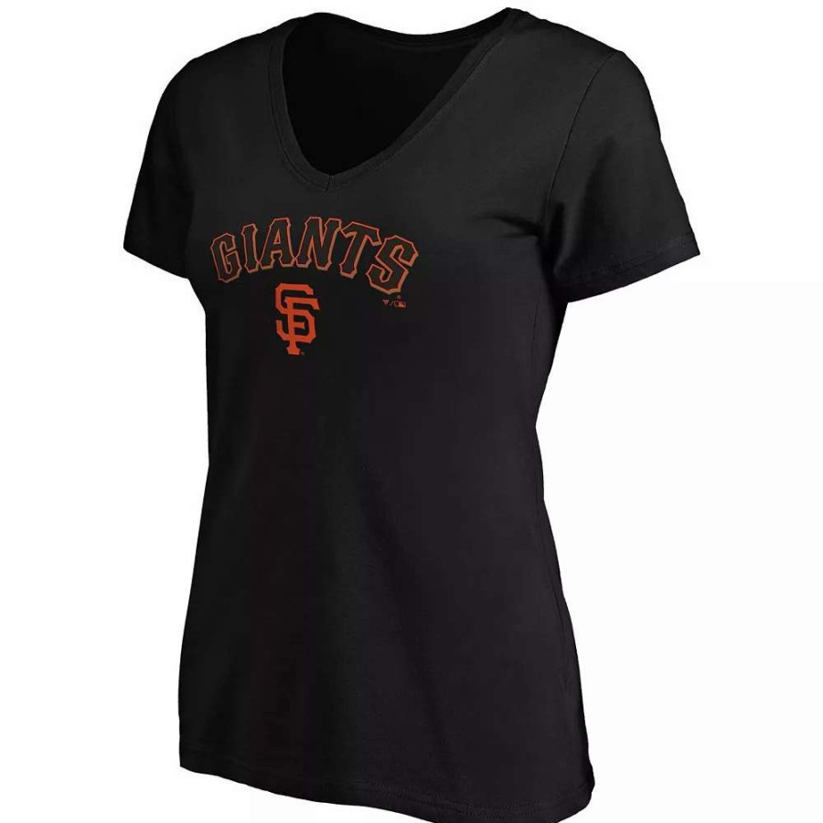 Tops * | Women'S Fanatics Branded Black San Francisco Giants Team Logo Lockup V-Neck T-Shirt