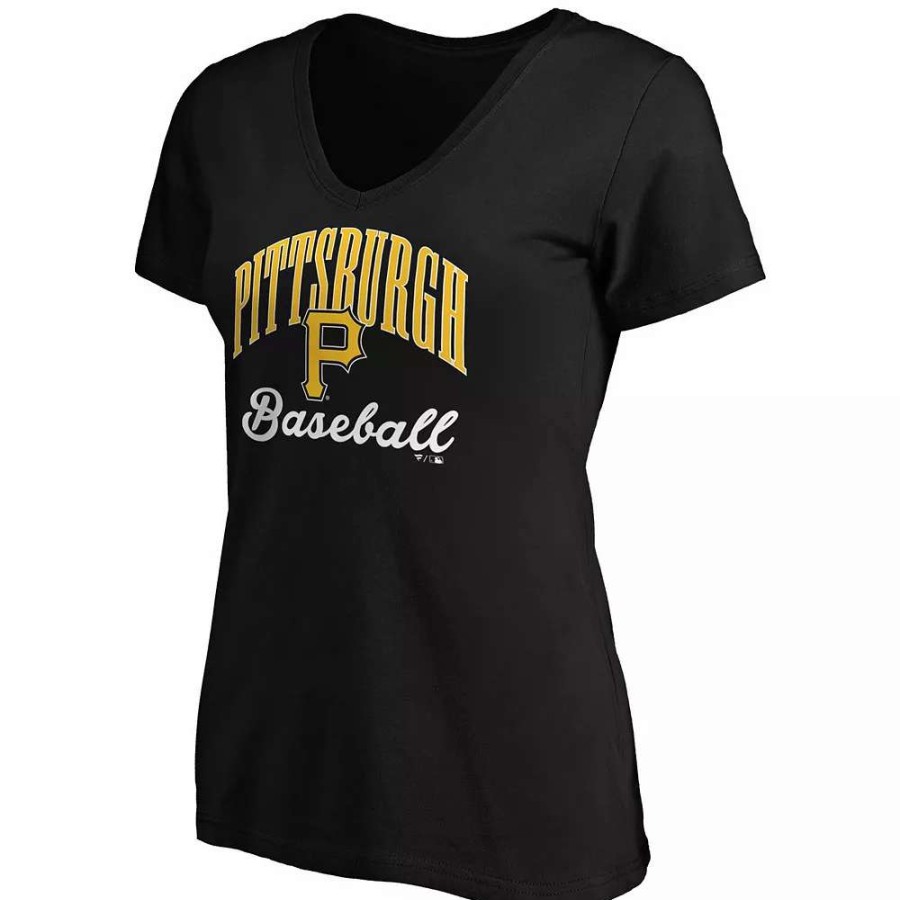 Tops * | Women'S Fanatics Branded Black Pittsburgh Pirates Victory Script V-Neck T-Shirt