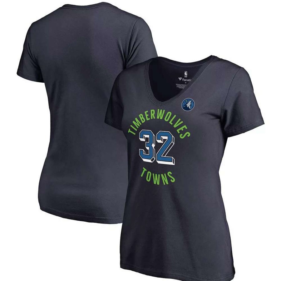 Tops * | Women'S Fanatics Branded Karl-Anthony Towns Navy Minnesota Timberwolves Notable Name & Number V-Neck T-Shirt