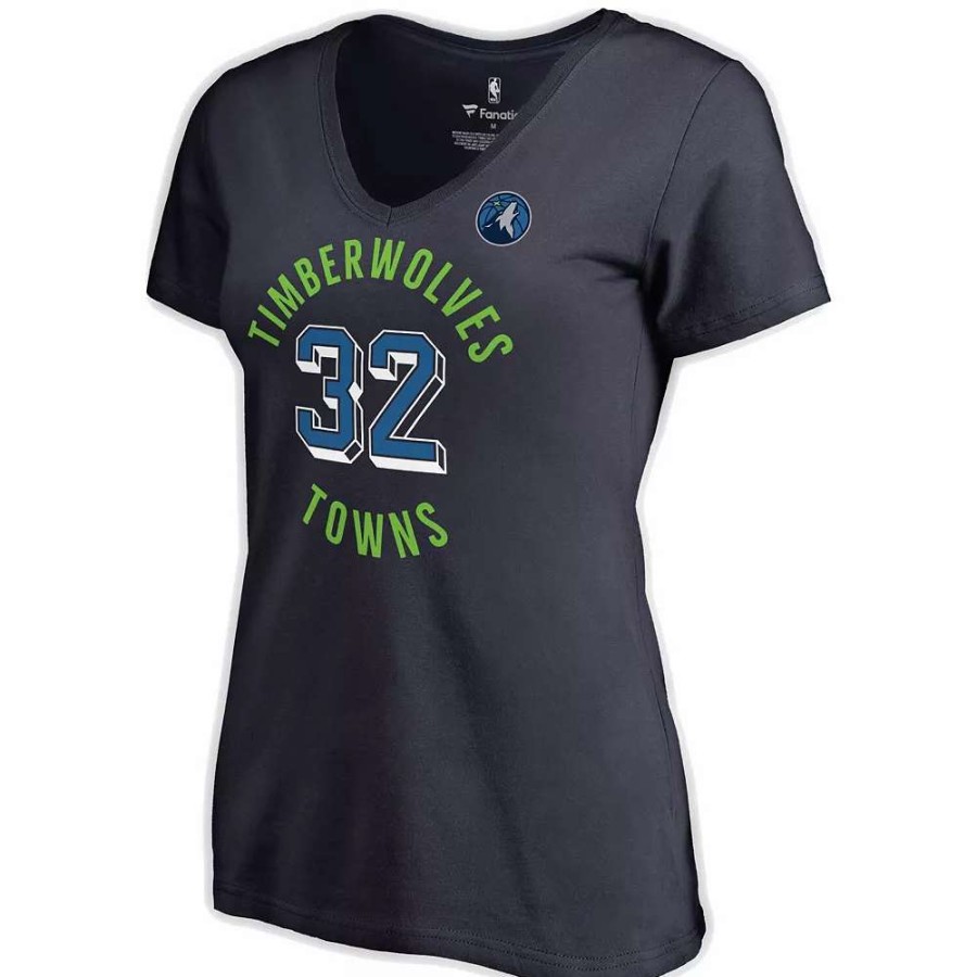 Tops * | Women'S Fanatics Branded Karl-Anthony Towns Navy Minnesota Timberwolves Notable Name & Number V-Neck T-Shirt