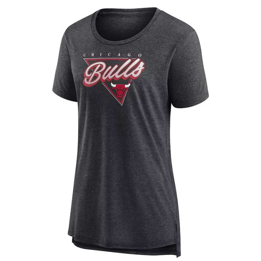 Tops * | Women'S Fanatics Branded Heathered Charcoal Chicago Bulls True Classics Tri-Blend T-Shirt