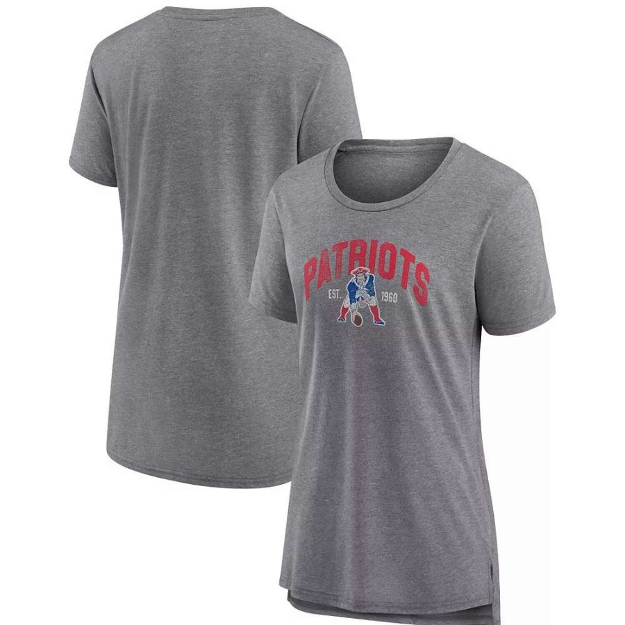 Tops * | Women'S Fanatics Branded Heathered Gray New England Patriots Drop Back Modern T-Shirt