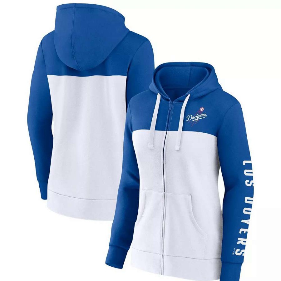 Tops * | Women'S Fanatics Branded Royal/White Los Angeles Dodgers Take The Field Colorblocked Hoodie Full-Zip Jacket