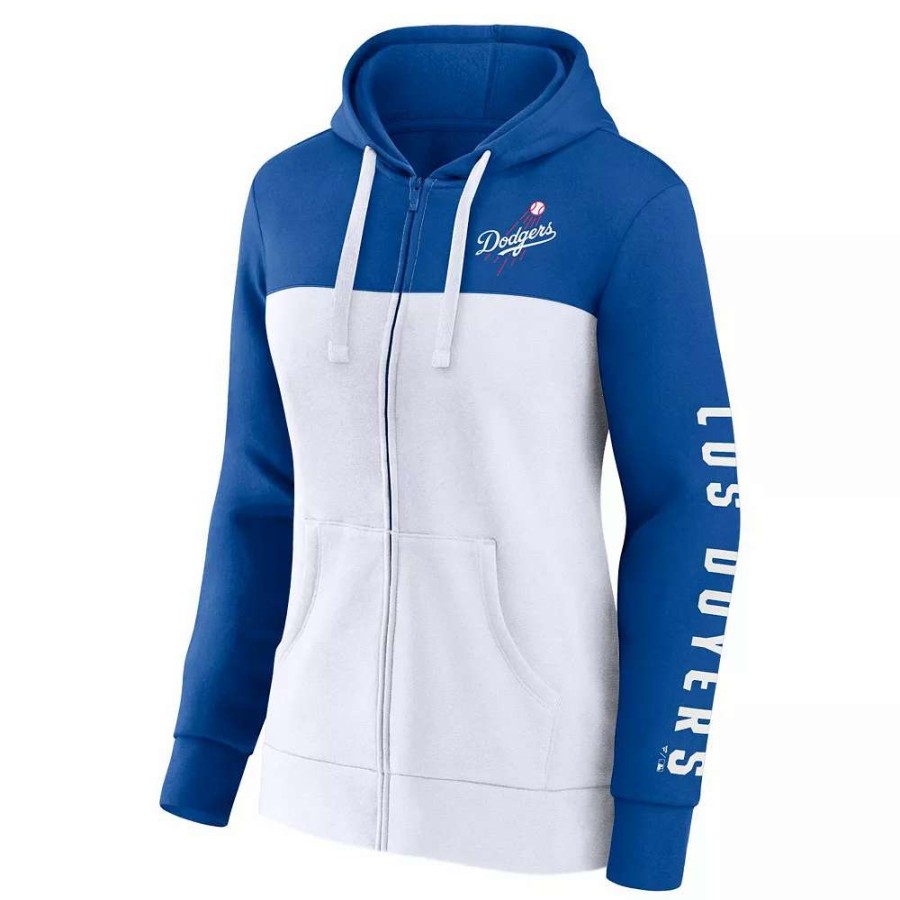 Tops * | Women'S Fanatics Branded Royal/White Los Angeles Dodgers Take The Field Colorblocked Hoodie Full-Zip Jacket