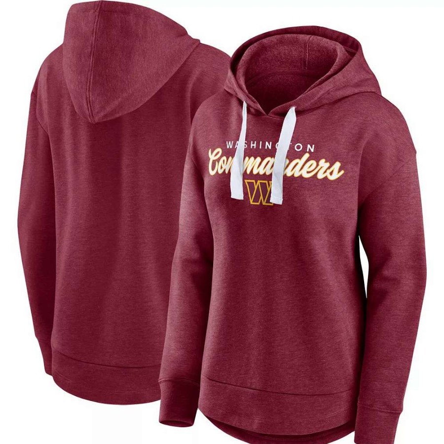 Tops * | Women'S Fanatics Branded Heather Burgundy Washington Commanders Set To Fly Pullover Hoodie