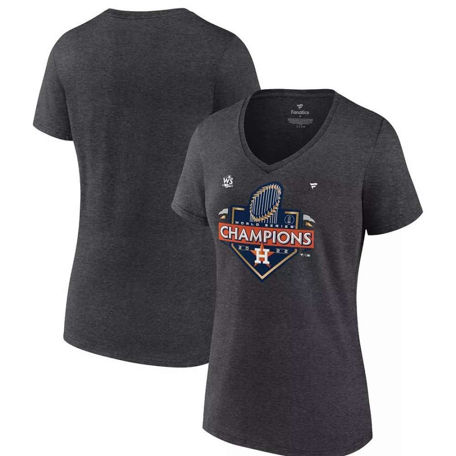 Tops * | Women'S Fanatics Branded Heather Charcoal Houston Astros 2022 World Series Champions Locker Room Plus Size V-Neck T-Shirt