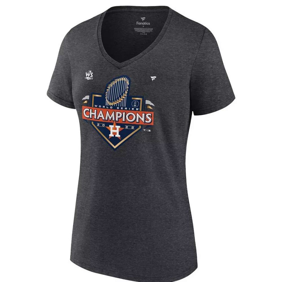 Tops * | Women'S Fanatics Branded Heather Charcoal Houston Astros 2022 World Series Champions Locker Room Plus Size V-Neck T-Shirt