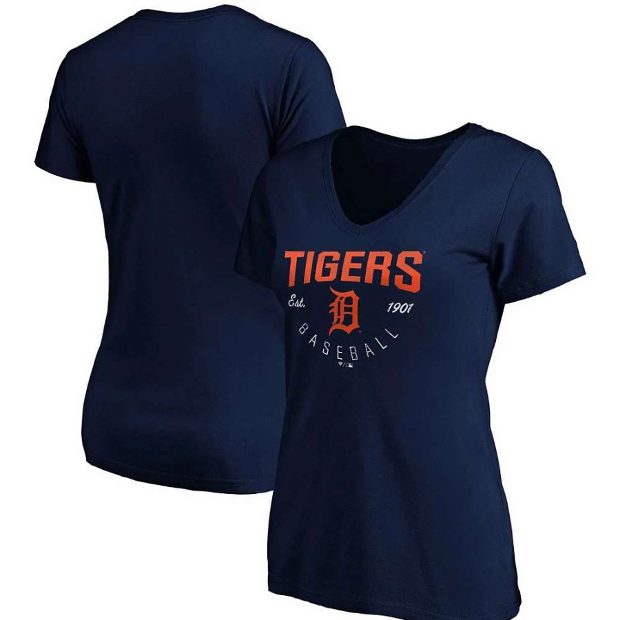 Tops * | Women'S Fanatics Branded Navy Detroit Tigers Live For It V-Neck T-Shirt