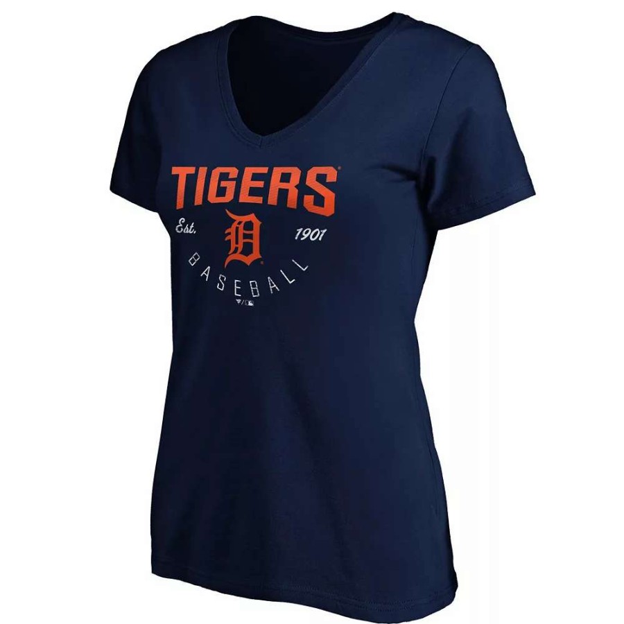 Tops * | Women'S Fanatics Branded Navy Detroit Tigers Live For It V-Neck T-Shirt