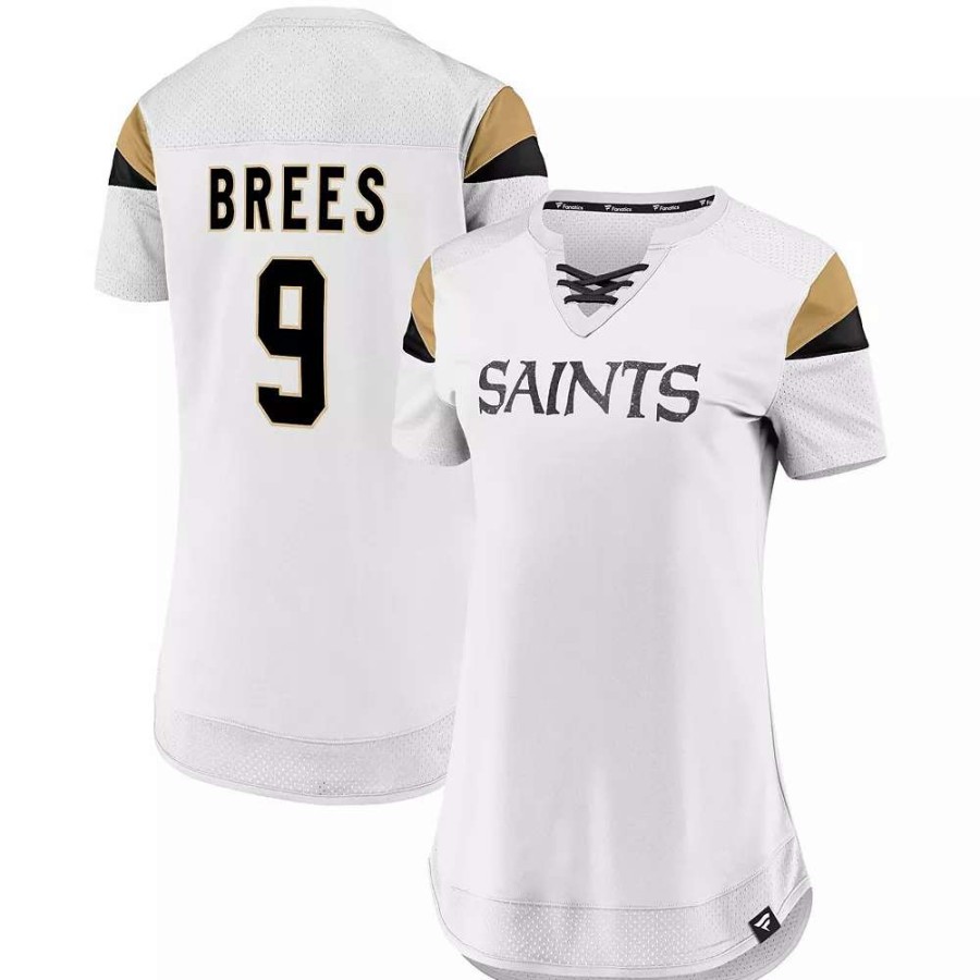 Tops * | Women'S Fanatics Branded Drew Brees White New Orleans Saints Athena Name & Number Fashion Top