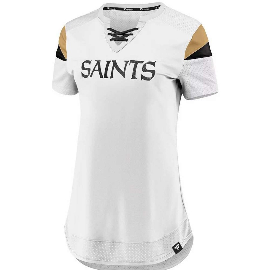 Tops * | Women'S Fanatics Branded Drew Brees White New Orleans Saints Athena Name & Number Fashion Top