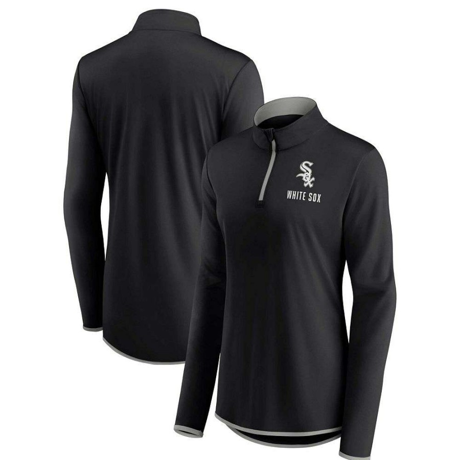 Outerwear * | Women'S Fanatics Branded Black Chicago White Sox Worth The Drive Quarter-Zip Jacket