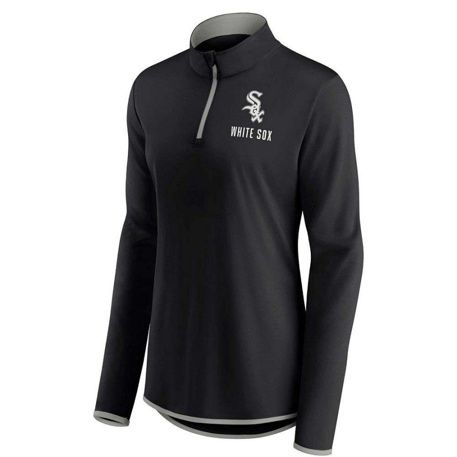 Outerwear * | Women'S Fanatics Branded Black Chicago White Sox Worth The Drive Quarter-Zip Jacket