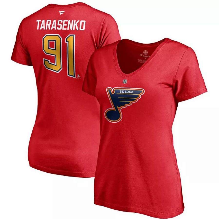 Tops * | Women'S Fanatics Branded Vladimir Tarasenko Red St. Louis Blues 2020/21 Special Edition Authentic Stack Name & Number V-Neck T-Shirt