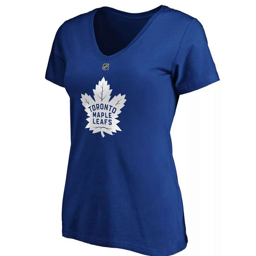 Tops * | Women'S Fanatics Branded Mitchell Marner Blue Toronto Maple Leafs Authentic Stack Name & Number V-Neck T-Shirt