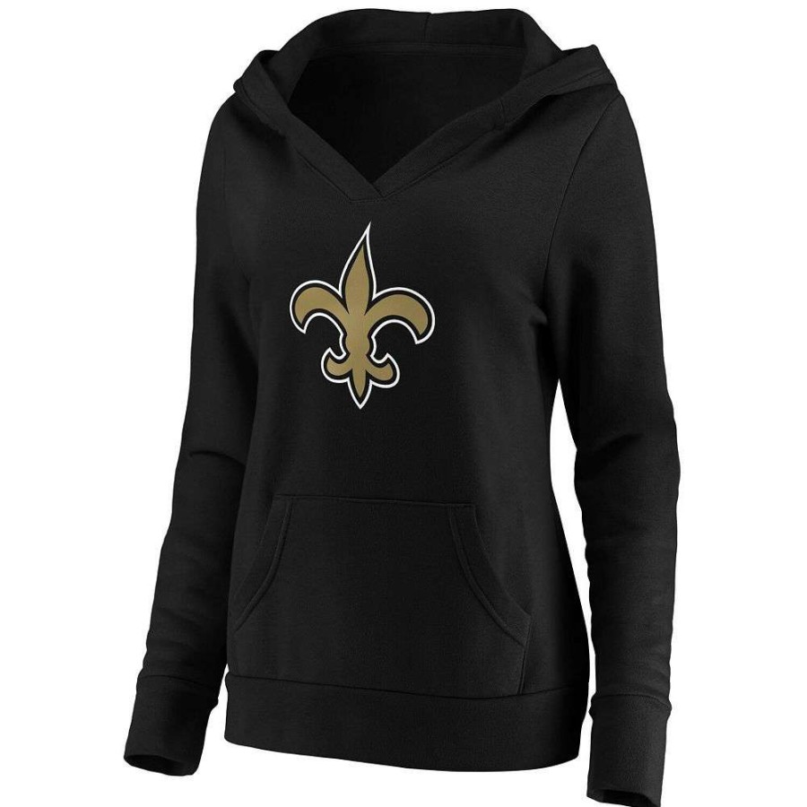 Tops * | Women'S Fanatics Branded Black New Orleans Saints Primary Team Logo V-Neck Pullover Hoodie