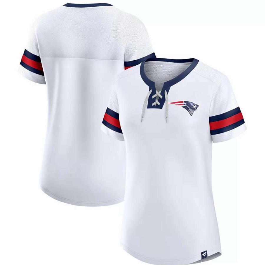 Tops * | Women'S Fanatics Branded White New England Patriots Sunday Best Lace-Up T-Shirt