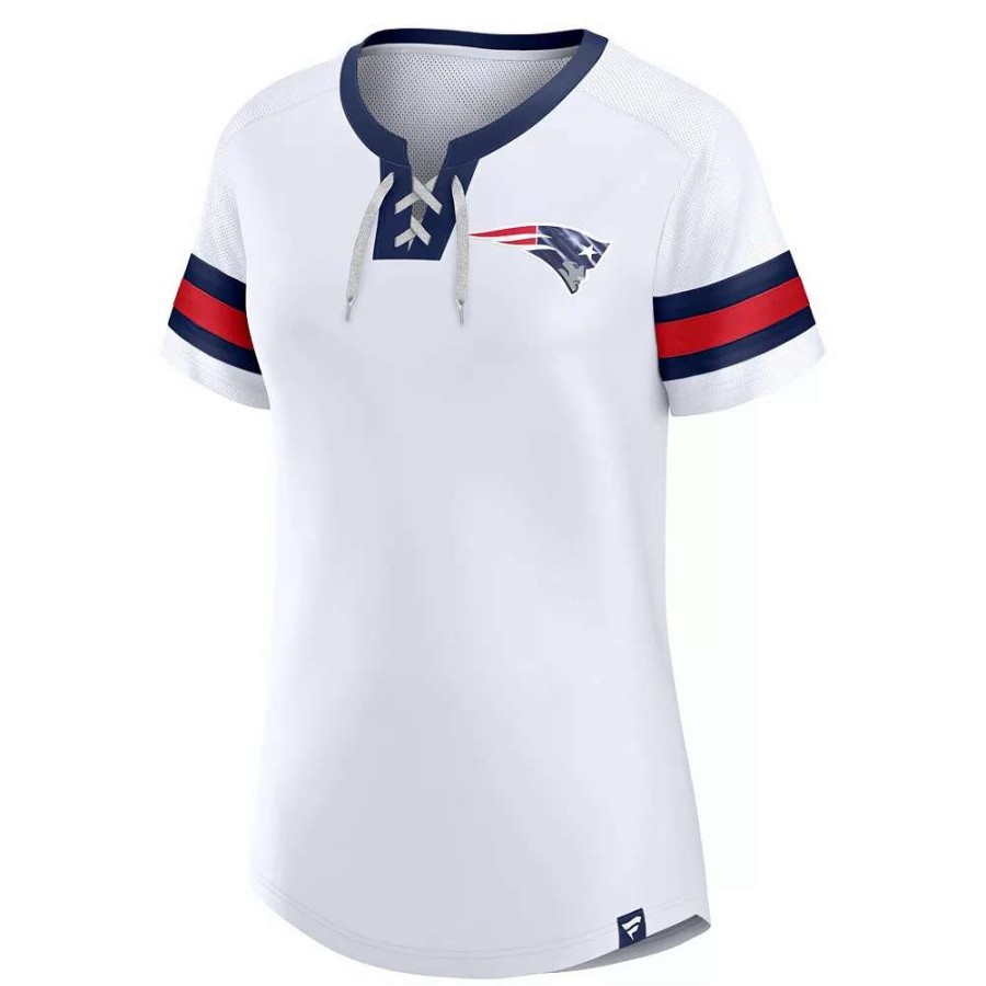 Tops * | Women'S Fanatics Branded White New England Patriots Sunday Best Lace-Up T-Shirt