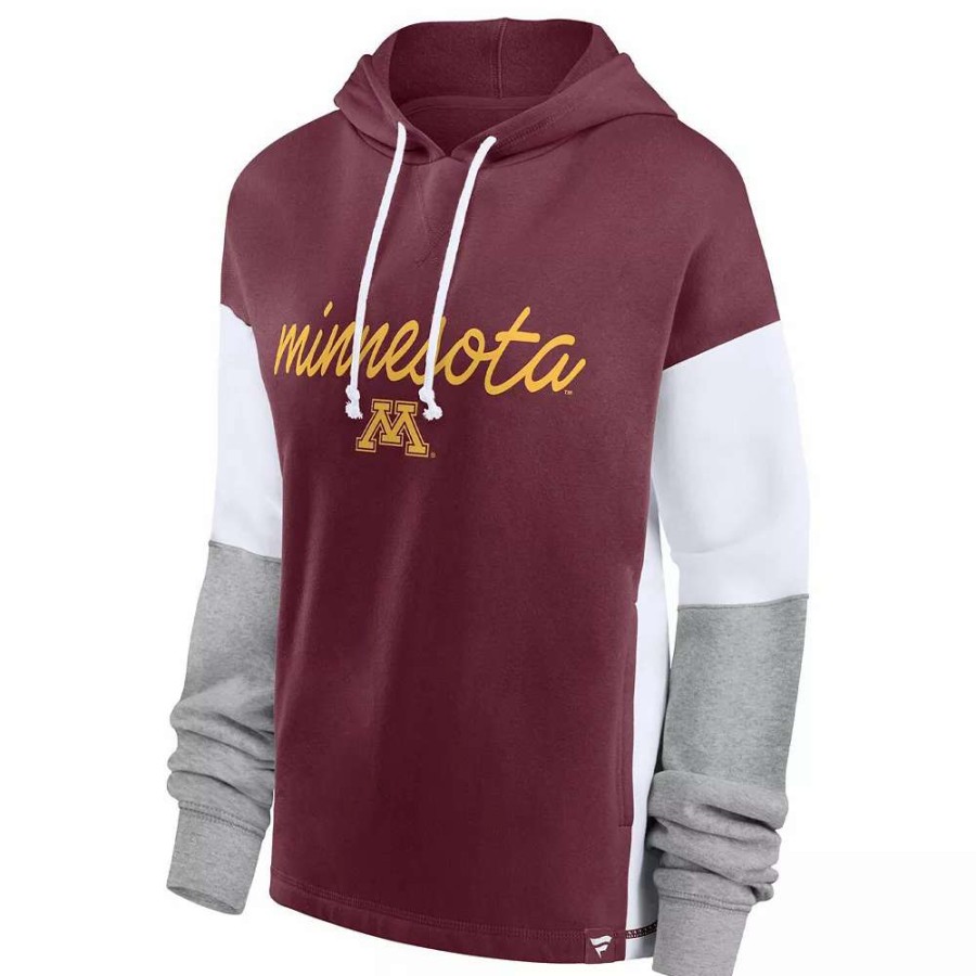 Tops * | Women'S Fanatics Branded Maroon Minnesota Golden Gophers Play It Safe Colorblock Pullover Hoodie