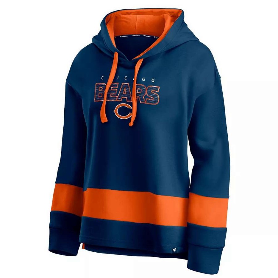 Tops * | Women'S Fanatics Branded Navy/Orange Chicago Bears Colors Of Pride Colorblock Pullover Hoodie