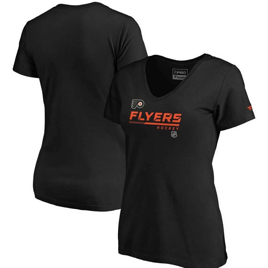 Tops * | Women'S Fanatics Branded Black Philadelphia Flyers Authentic Pro Core Collection Prime V-Neck T-Shirt