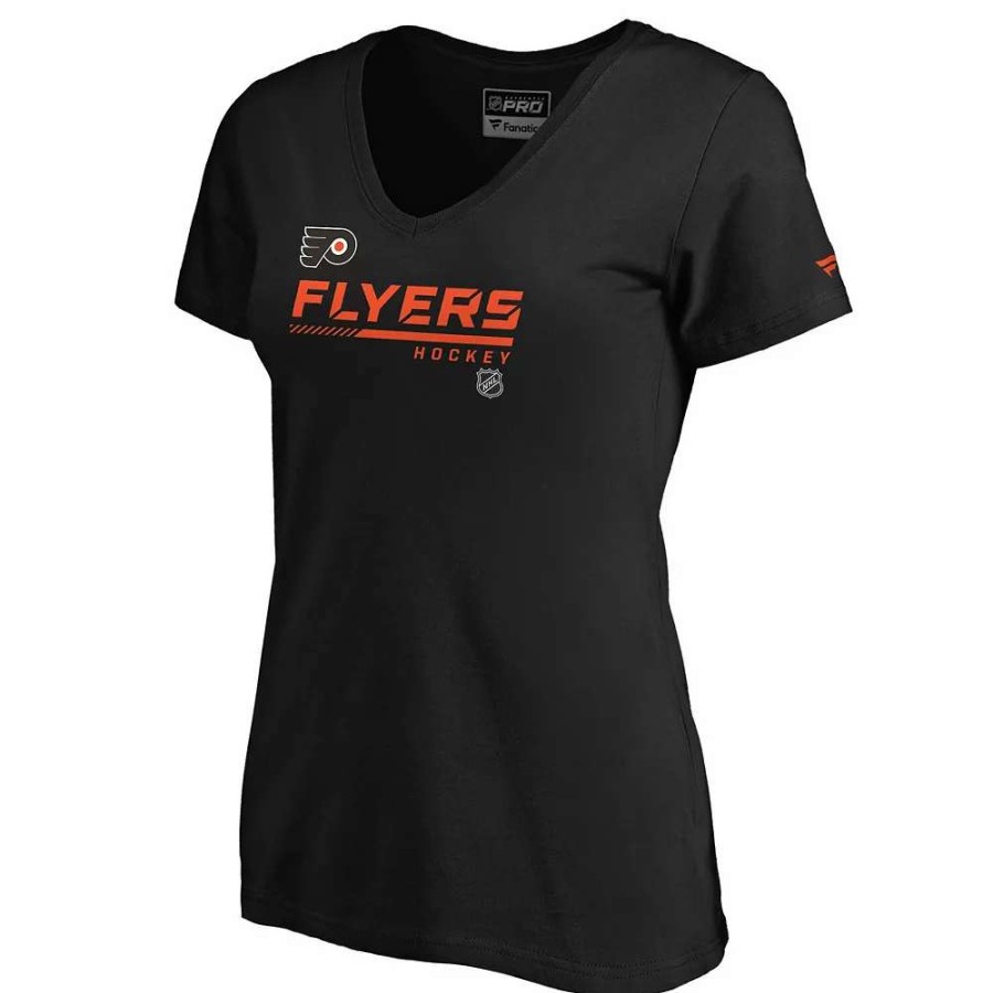 Tops * | Women'S Fanatics Branded Black Philadelphia Flyers Authentic Pro Core Collection Prime V-Neck T-Shirt