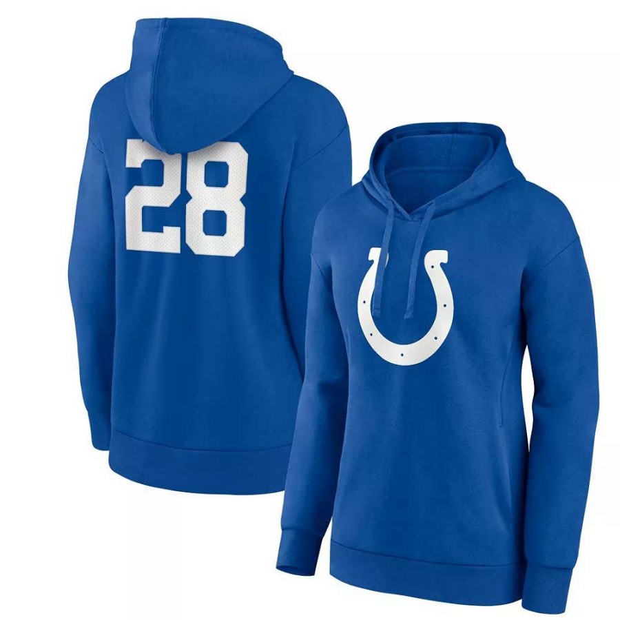 Tops * | Women'S Fanatics Branded Jonathan Taylor Royal Indianapolis Colts Player Icon Name & Number V-Neck Pullover Hoodie