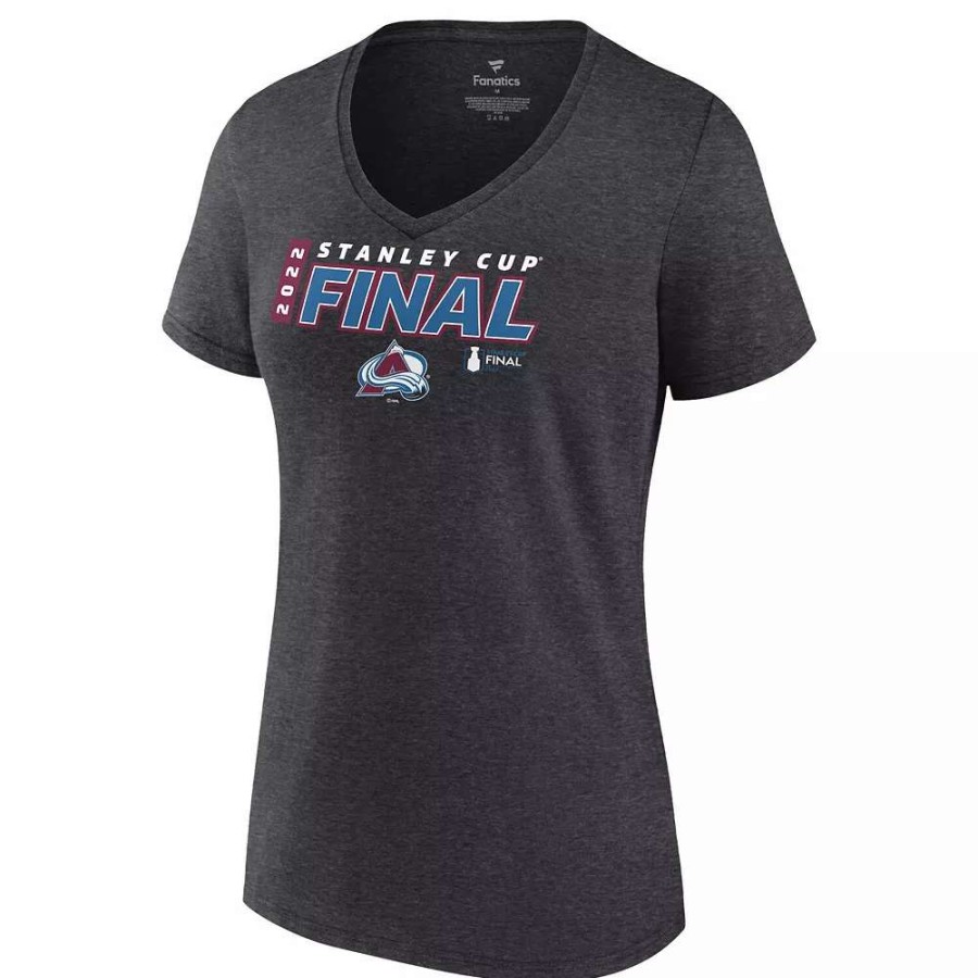 Tops * | Women'S Fanatics Branded Heathered Charcoal Colorado Avalanche 2022 Stanley Cup Final Plus Size Own Goal Roster V-Neck T-Shirt