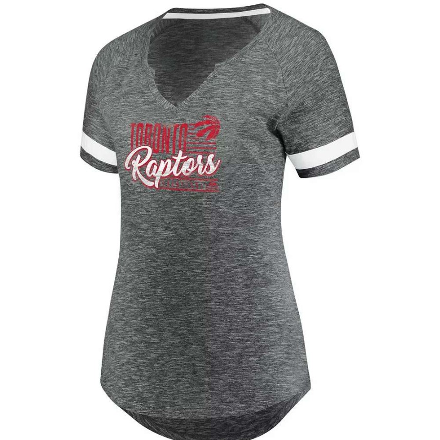 Tops * | Women'S Fanatics Branded Gray/White Toronto Raptors Showtime Winning With Pride Notch Neck T-Shirt