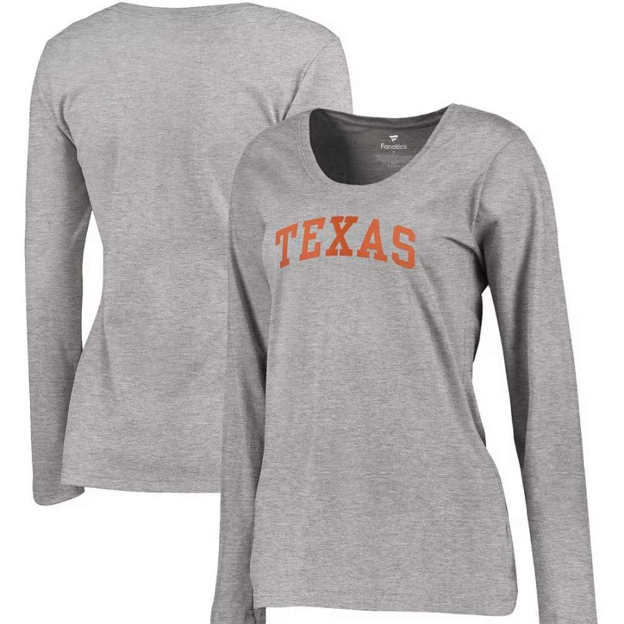 Tops * | Women'S Fanatics Branded Heathered Gray Texas Longhorns Arch Long Sleeve T-Shirt