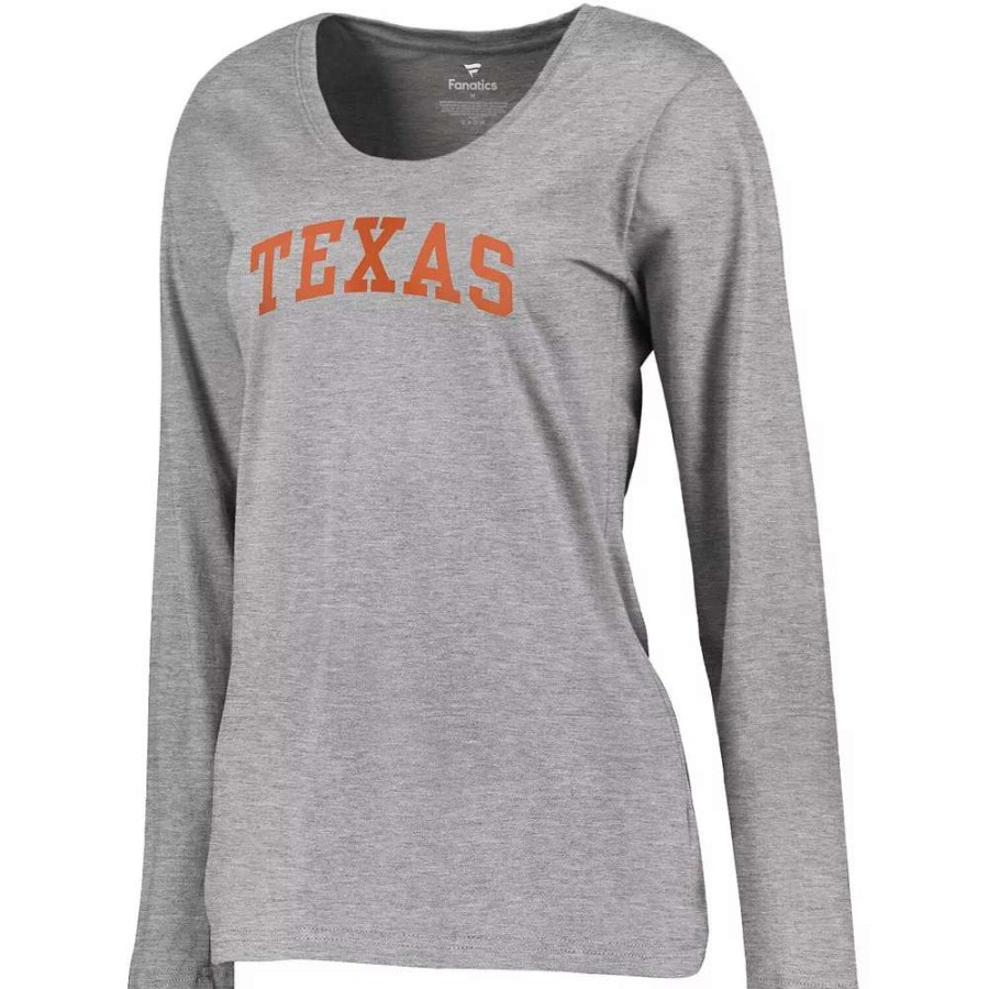 Tops * | Women'S Fanatics Branded Heathered Gray Texas Longhorns Arch Long Sleeve T-Shirt