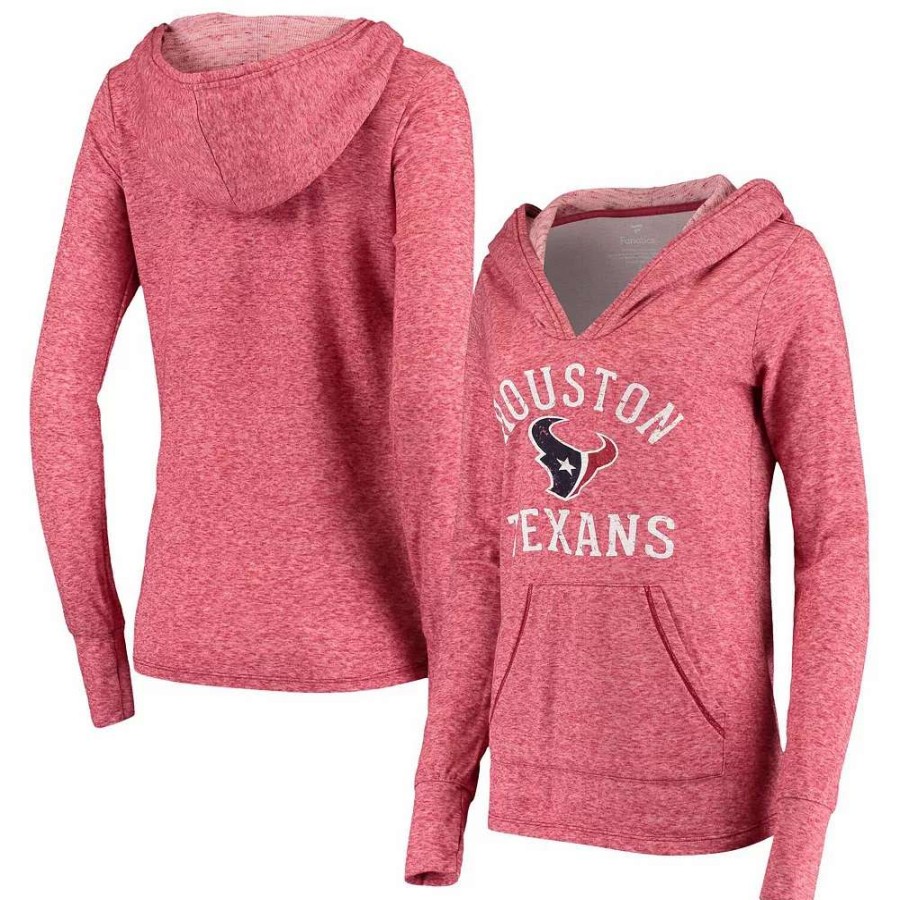 Tops * | Women'S Fanatics Branded Red Houston Texans Doubleface Slub Pullover Hoodie