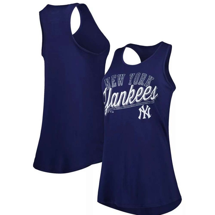 Tops * | Women'S Fanatics Branded Navy New York Yankees Simplicity Swing Racerback Scoop Neck Tank Top