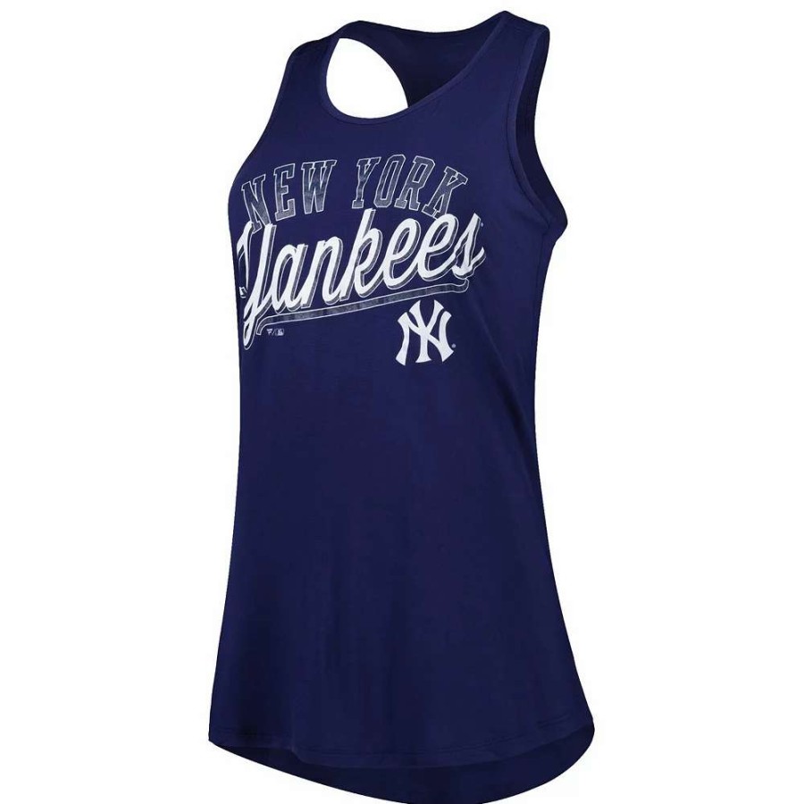 Tops * | Women'S Fanatics Branded Navy New York Yankees Simplicity Swing Racerback Scoop Neck Tank Top