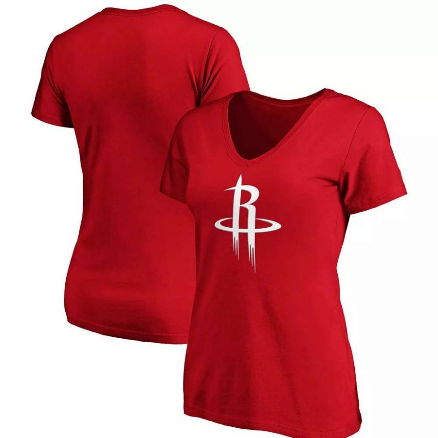 Tops * | Women'S Fanatics Branded Red Houston Rockets Primary Logo Team V-Neck T-Shirt