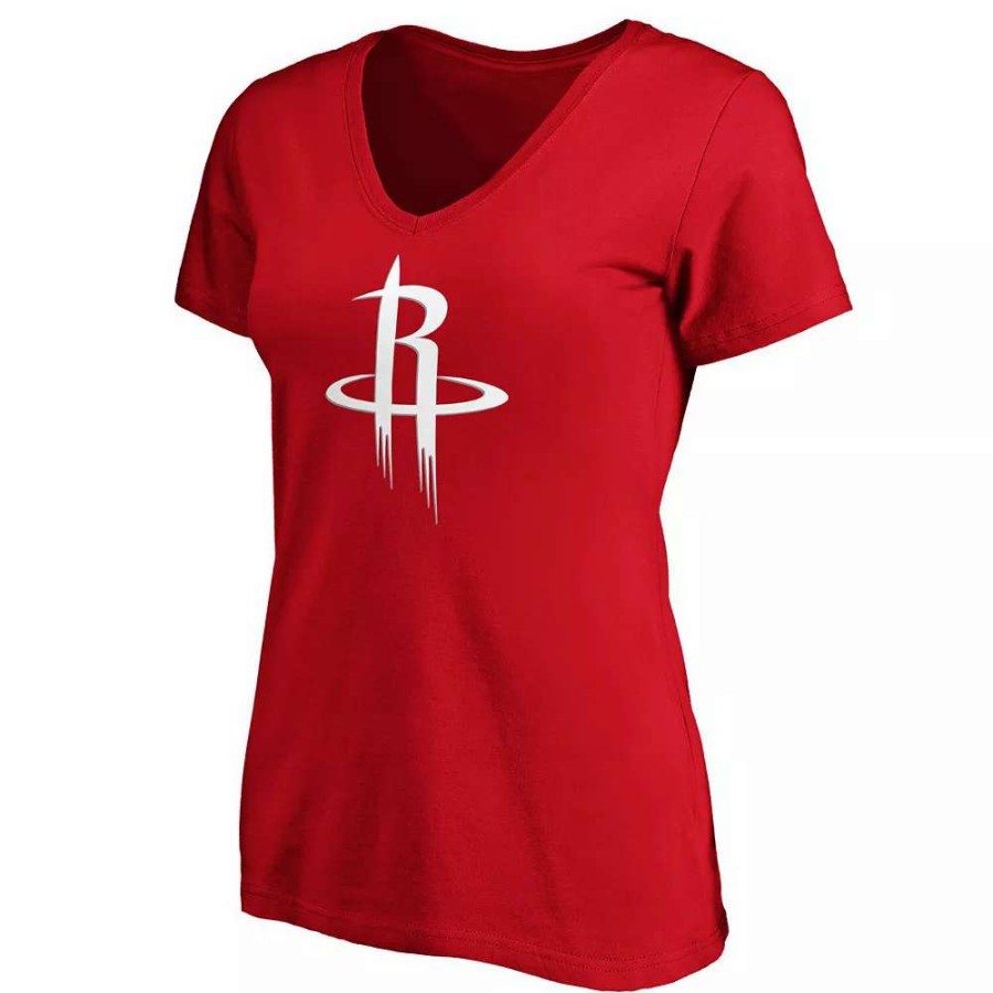 Tops * | Women'S Fanatics Branded Red Houston Rockets Primary Logo Team V-Neck T-Shirt