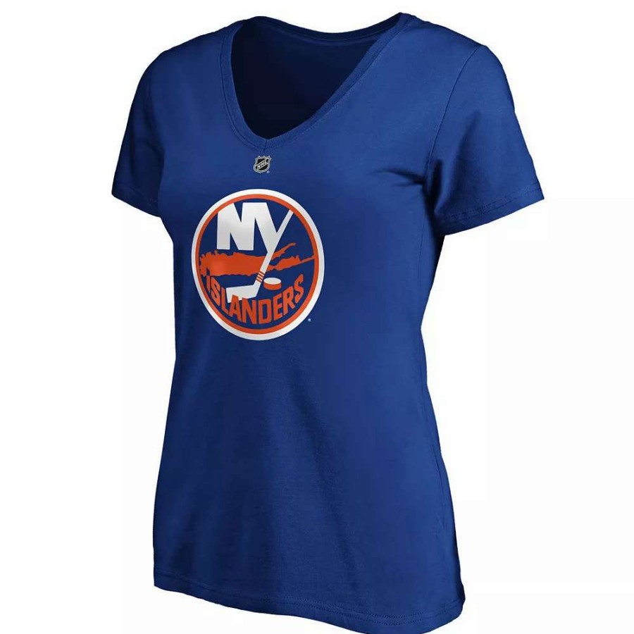 Tops * | Women'S Fanatics Branded Mathew Barzal Royal New York Islanders Team Authentic Stack Name & Number V-Neck T-Shirt