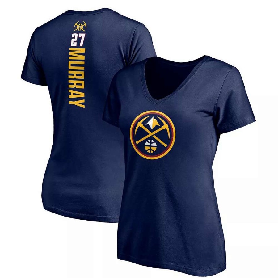 Tops * | Women'S Fanatics Branded Jamal Murray Navy Denver Nuggets Playmaker Logo Name & Number V-Neck T-Shirt