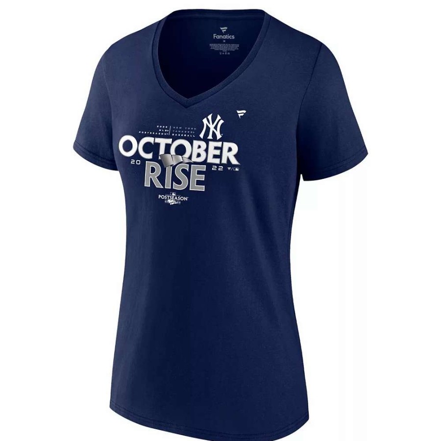 Tops * | Women'S Fanatics Branded Navy New York Yankees 2022 Postseason Locker Room V-Neck T-Shirt