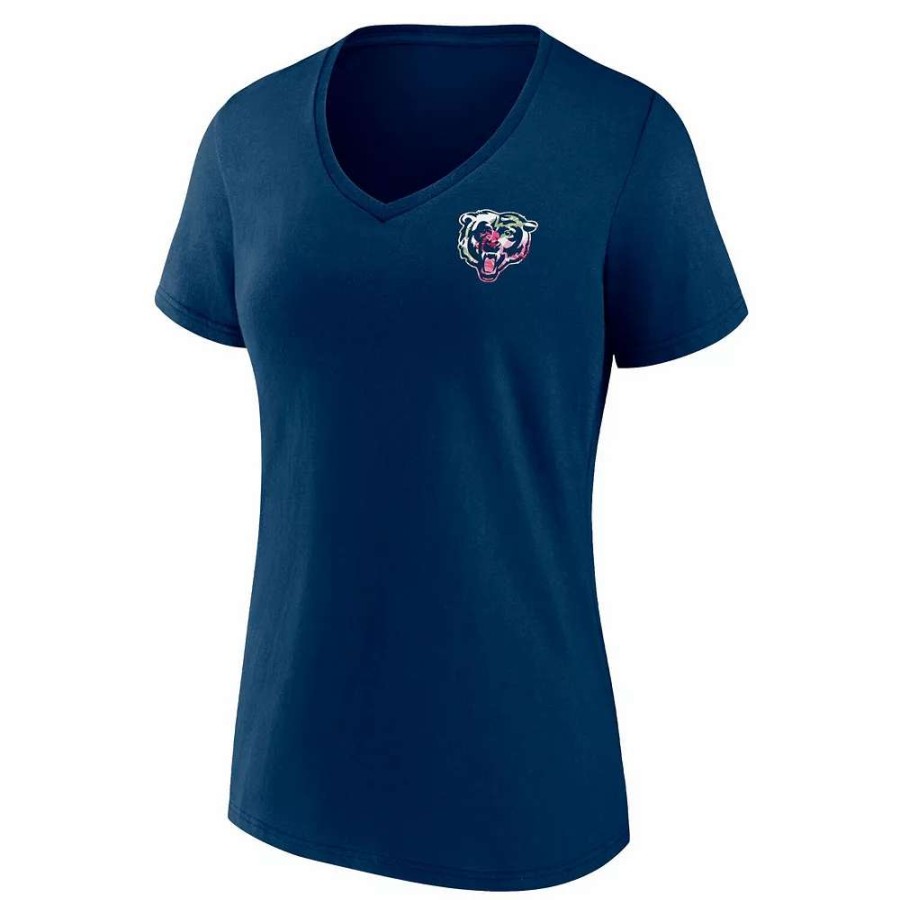 Tops * | Women'S Fanatics Branded Navy Chicago Bears Plus Size Mother'S Day #1 Mom V-Neck T-Shirt