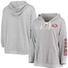 Tops * | Women'S Fanatics Branded Heathered Gray San Francisco 49Ers Plus Size Lace-Up Pullover Hoodie