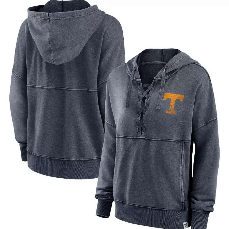 Tops * | Women'S Fanatics Branded Heathered Charcoal Tennessee Volunteers Overall Speed Lace-Up Pullover Hoodie