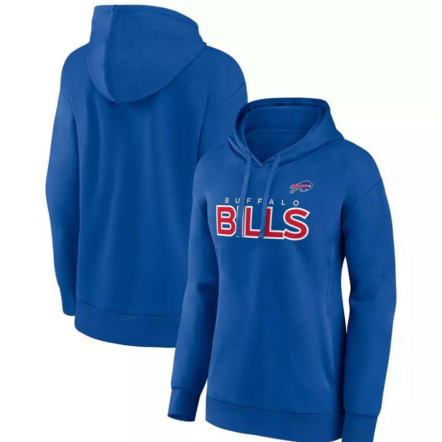 Tops * | Women'S Fanatics Branded Royal Buffalo Bills Checklist Crossover V-Neck Pullover Hoodie